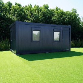 Unidad de almacén de 6×3 metros con aseo, cocina y ducha RAL 7016